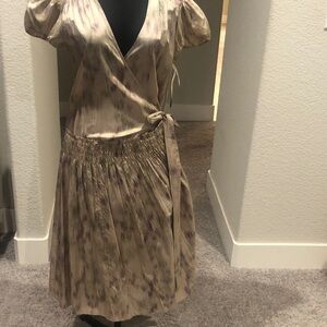 DKNY Beige and Purple Midi Dress